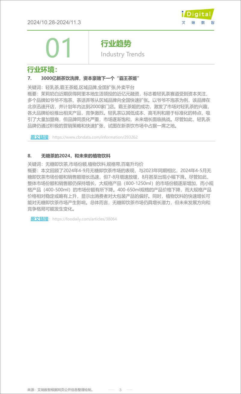 《iR-食品饮料行业周度市场观察-2024年第45周-8页》 - 第3页预览图