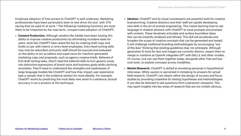 《Gartner-快速回答：首席营销官今天应该如何回应ChatGPT？（英）-13页》 - 第5页预览图