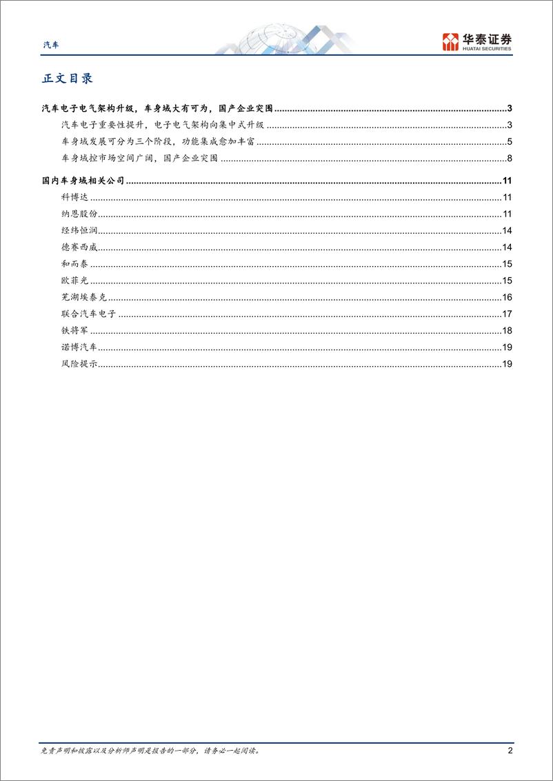 《汽车深度研究：车身域控空间广阔，国产替代正当时》 - 第2页预览图