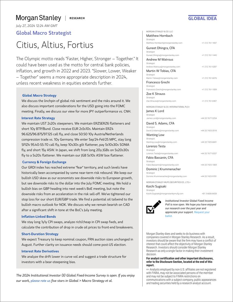 《Morgan Stanley Fixed-Global Macro Strategist Citius, Altius, Fortius-》 - 第1页预览图