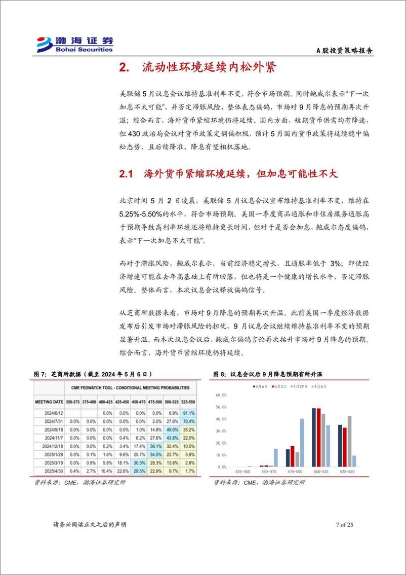 《A股市场2024年5月投资策略报告：流动性延续改善，A股迎震荡攀升-240509-渤海证券-25页》 - 第7页预览图