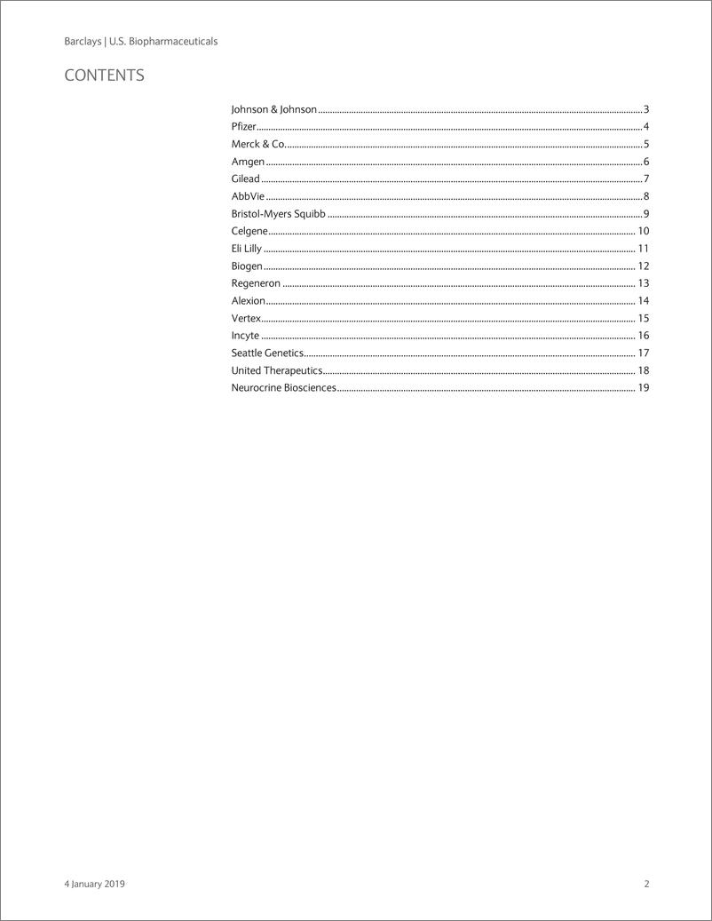 《巴克莱-美股-生物制药业-美国生物制药：下周有何期待？-2019.1.4-26页》 - 第3页预览图