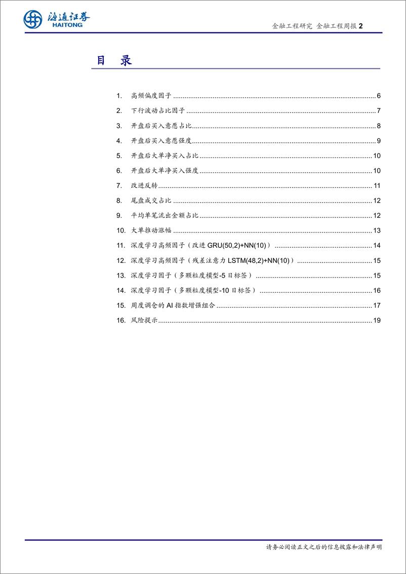 《高频选股因子：买入意愿因子本周表现回暖-240626-海通证券-20页》 - 第2页预览图