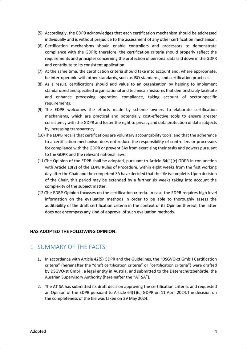 《关于奥地利监管机构关于DSGVO zt GmbH认证标准的决定草案的第18-2024号意见-12页》 - 第4页预览图