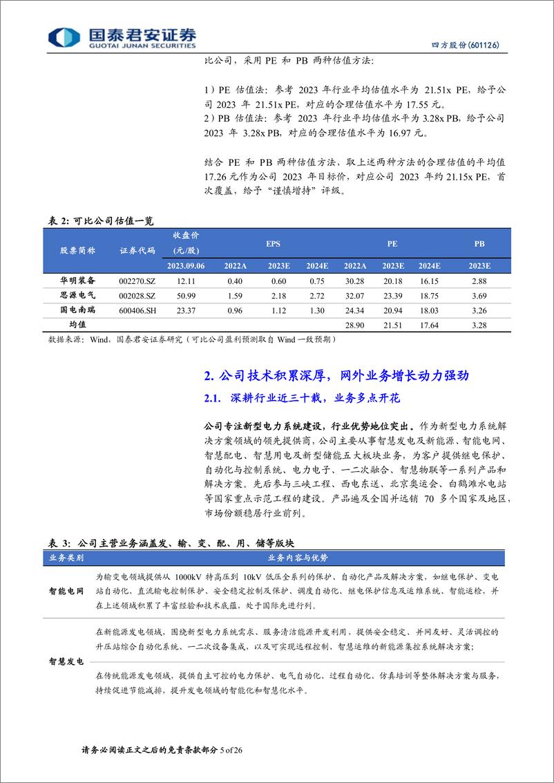 《四方股份-601126-首次覆盖报告：电网侧二次设备龙头，发电侧带来新机遇-20230907-国泰君安-26页》 - 第6页预览图