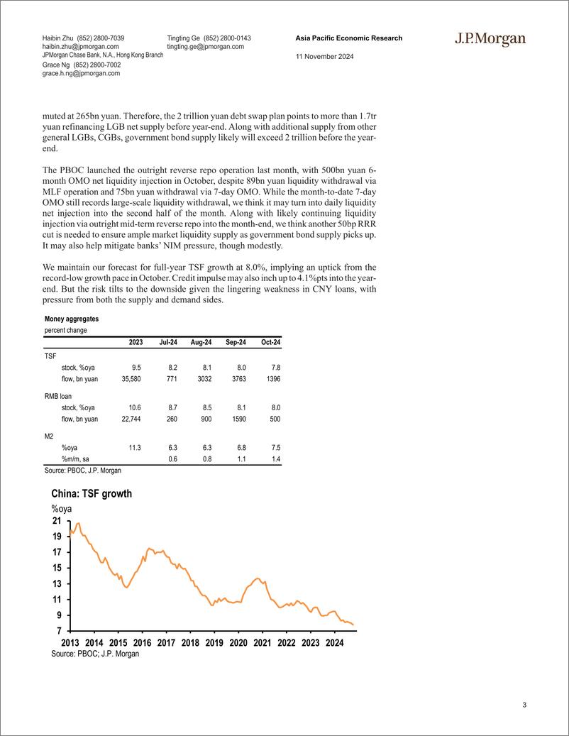 《JPMorgan Econ  FI-China October TSF disappointed on weak CNY loans Government...-111509402》 - 第3页预览图