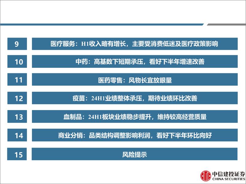 《中信建投-医药行业医药上市公司24中期业绩回顾：短期承压，韧性仍存，龙头凸显(更新)-240909-深度报告-116页》 - 第5页预览图