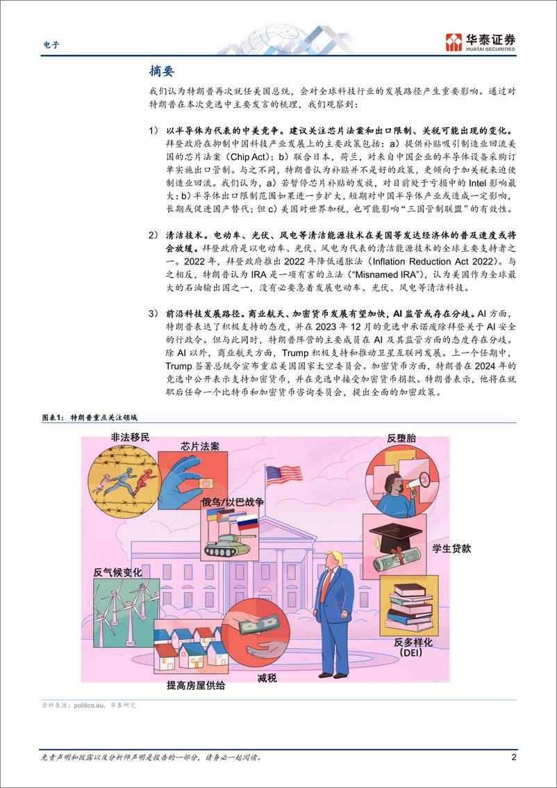 《电子行业：Trump＋2.0对科技产业发展路径影响的初步分析-241112-华泰证券-13页》 - 第2页预览图