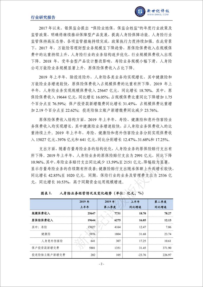 《新世纪评级-2019年上半年人身险行业信用观察-2019.9》 - 第3页预览图