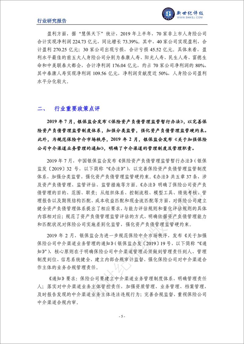 《新世纪评级-2019年上半年人身险行业信用观察-2019.9》 - 第6页预览图