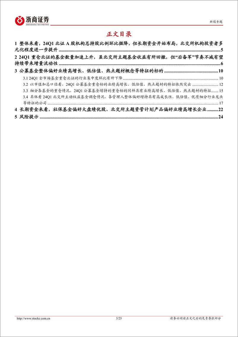 《北交所专题报告：24Q1重仓北证A股的基金数量加速上升，长期资金开始布局-20240523-浙商证券-25页》 - 第3页预览图