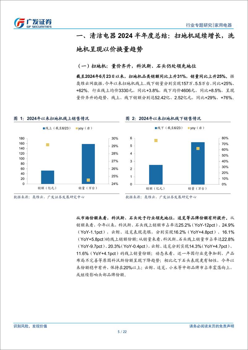 《家用电器行业2024清洁电器半年度总结：扫地机量价齐升，洗地机以价换量-240708-广发证券-22页》 - 第5页预览图