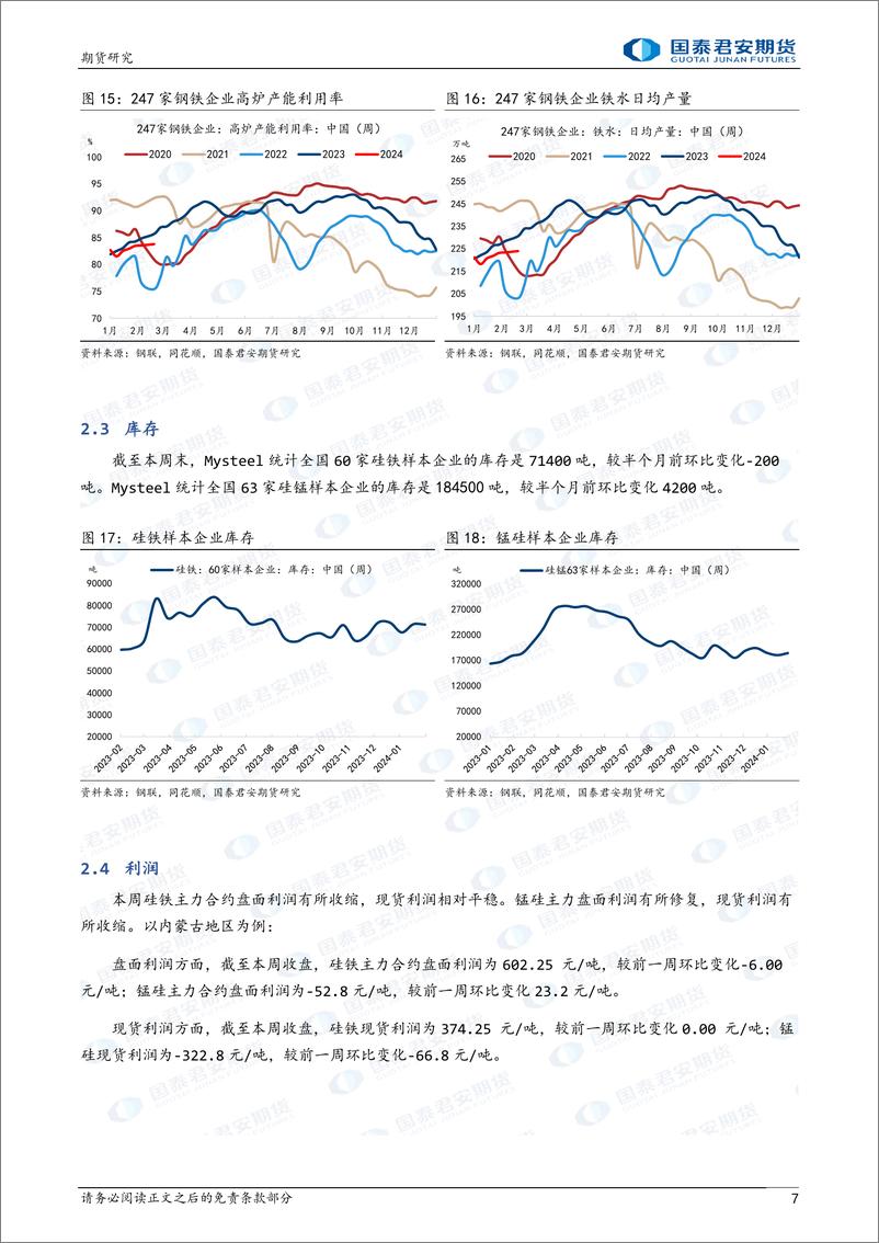 《硅铁：涨跌驱动受限，震荡延续 锰硅：需求仍有观望，震荡延续-20240218-国泰期货-10页》 - 第7页预览图