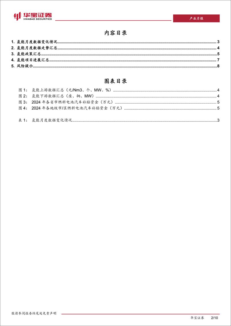 《新能源行业氢能月度报告：绿氢供需市场活跃，制取、应用端政策与项目加速推进-240604-华宝证券-10页》 - 第2页预览图