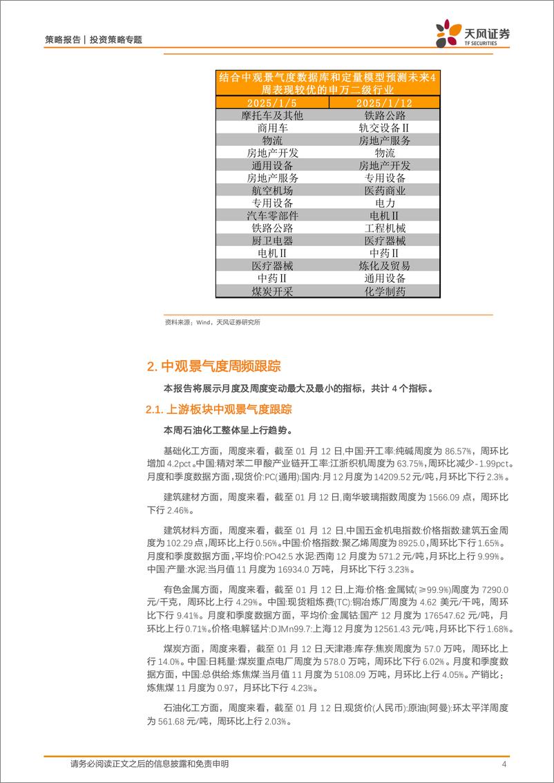 《中观景气度高频跟踪及运用：中观景气度数据库和定量模型应用-250113-天风证券-17页》 - 第4页预览图