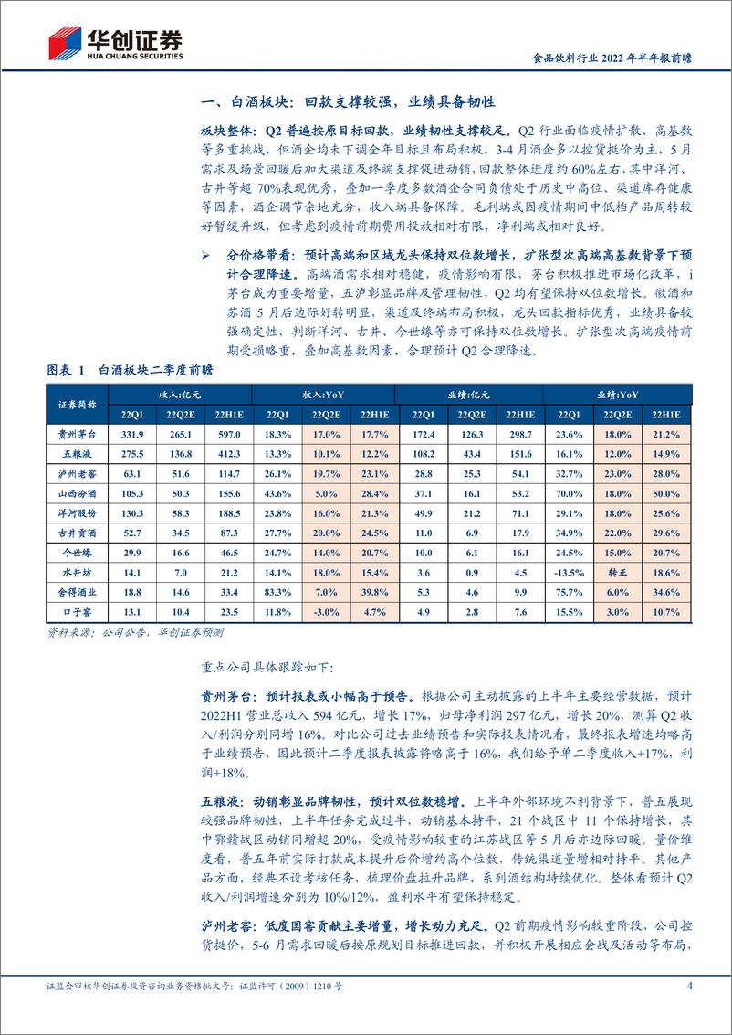 《食品饮料行业2022年半年报前瞻：白酒具备韧性，食品明确底部-20220725-华创证券-17页》 - 第5页预览图