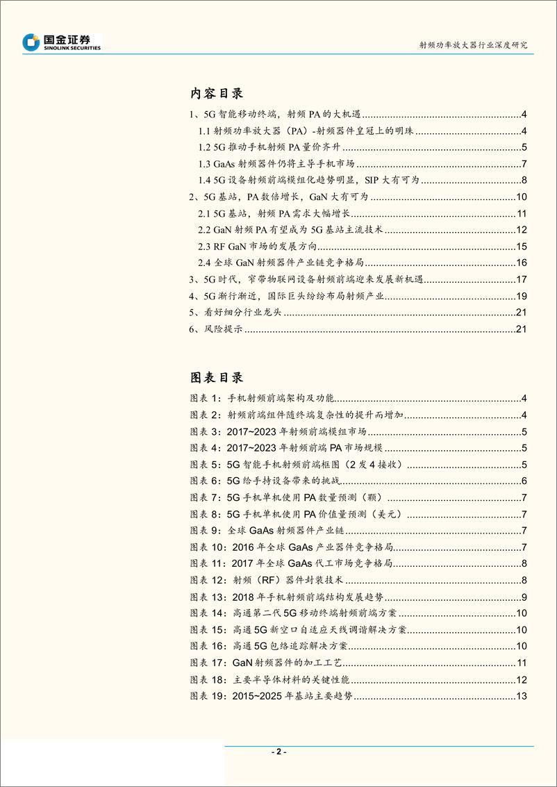 《半导体行业射频功率放大器行业深度研究：5G时代，射频功率放大器需求有望多点开花-20190408-国金证券-23页》 - 第3页预览图