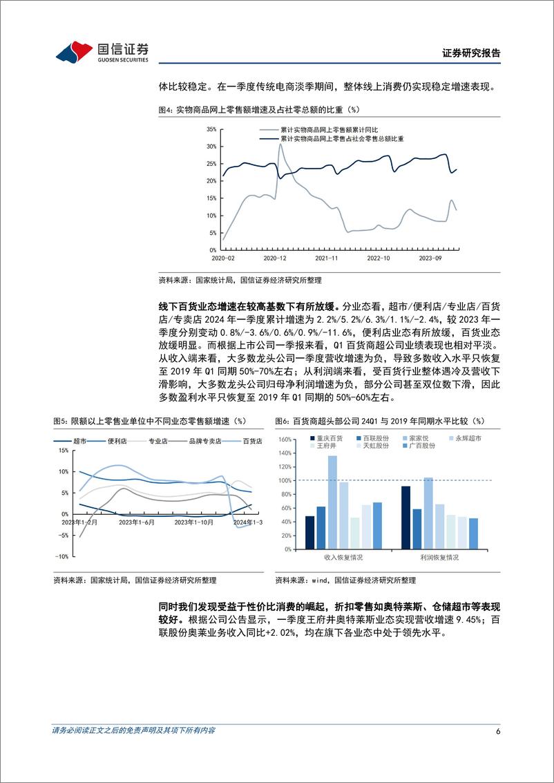 《商贸零售行业财报总结暨5月投资策略：行业平稳龙头增速领先，降本增效驱动盈利优化-240515-国信证券-18页》 - 第5页预览图