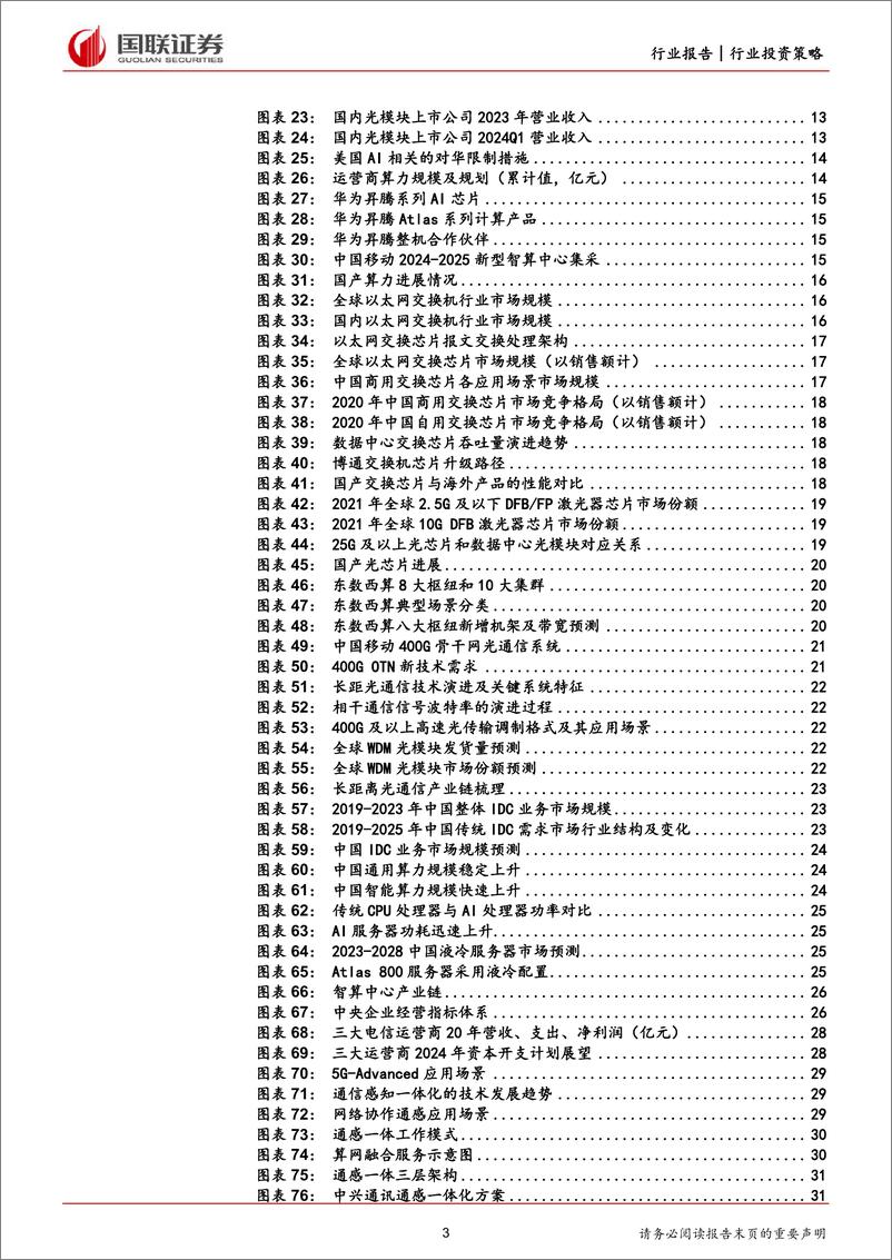 《国联证券-通信行业2024年度中期投资策略：重点关注确定受益AI和国产算力需求的核心标的》 - 第3页预览图