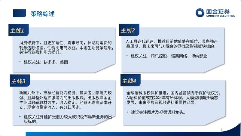 《传媒互联网行业中期策略报告：消费理性化%26AI赋能时代的到来-240601-国金证券-50页》 - 第2页预览图