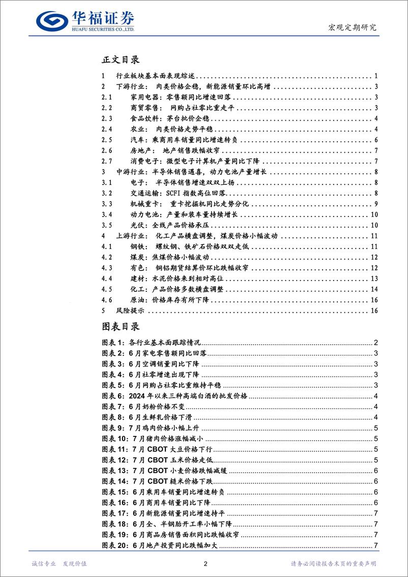 《行业比较专刊：上游景气转弱，中游行业有亮点-240801-华福证券-20页》 - 第2页预览图