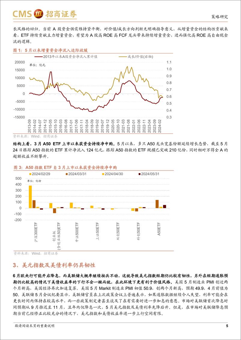 《A股流动性与风格跟踪月报(202406)：增量资金温和净流入，成长风格有望回归-240531-招商证券-20页》 - 第5页预览图