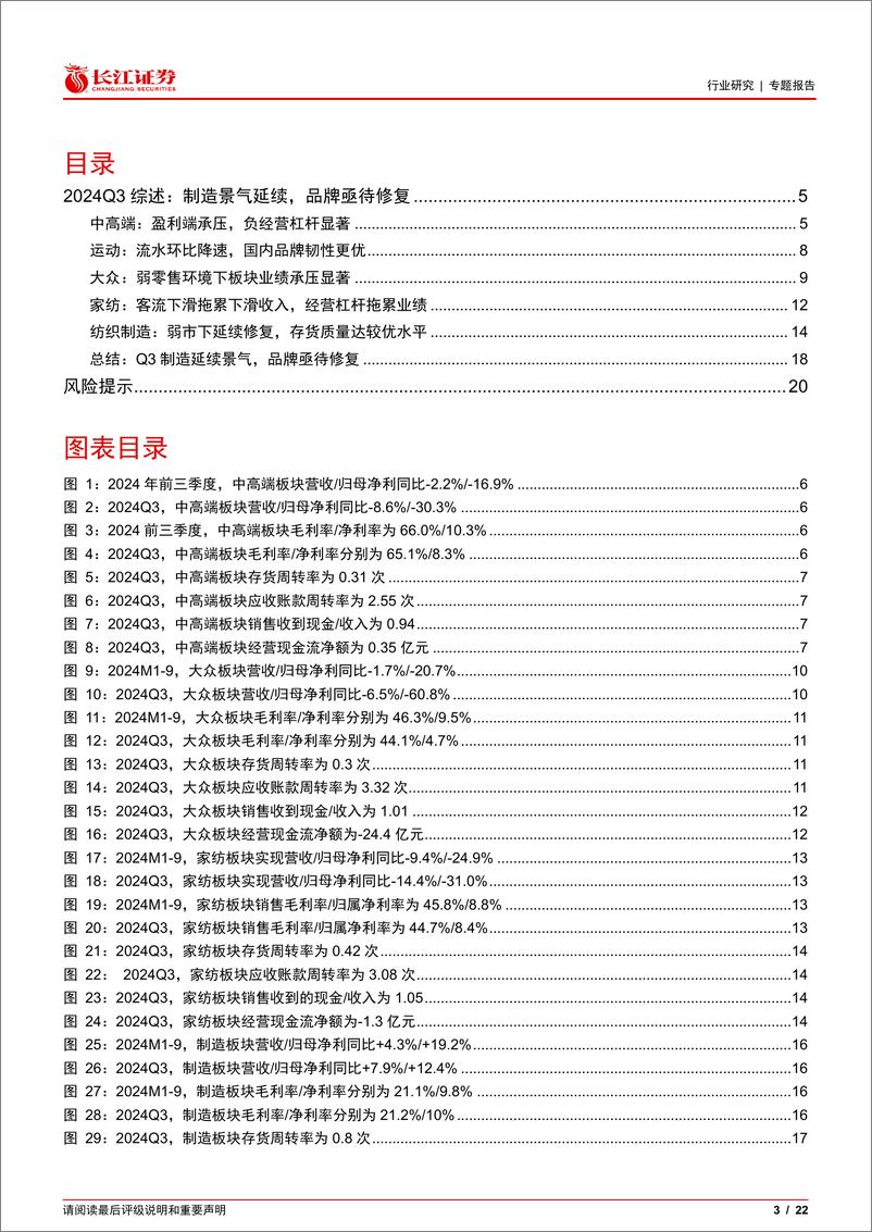 《纺织服装行业2024Q3综述：制造景气延续，品牌亟待修复-241112-长江证券-22页》 - 第3页预览图