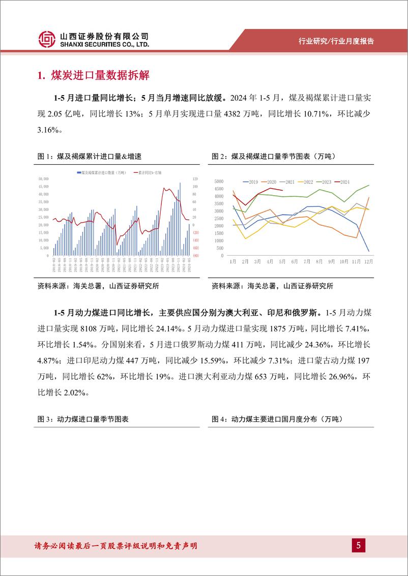 《煤炭行业进口数据拆解：5月进口继续补缺，关注山西复产进度-240625-山西证券-13页》 - 第5页预览图