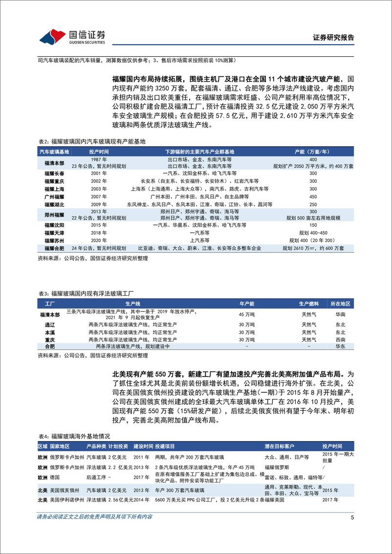 《福耀玻璃(600660)北美经营持续改善，产品及产能共振开启全球成长新周期-240807-国信证券-13页》 - 第5页预览图