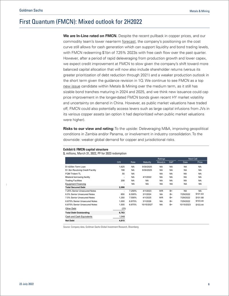《Metals & Minin Models and single-name views as 2Q earnings accelerate(1)》 - 第7页预览图
