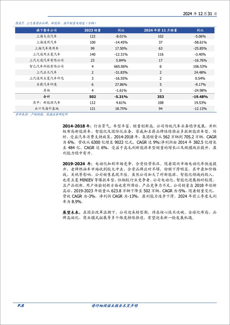 《上汽集团(600104)国企改革加速推进，合资自主迎新机遇-241231-国盛证券-23页》 - 第8页预览图