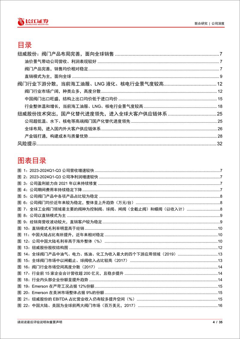 《纽威股份(603699)技术%26成本构建优势，海工油气景气带动业绩提升-241124-长江证券-35页》 - 第4页预览图