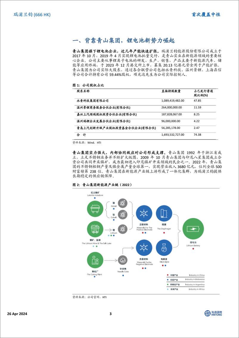 《瑞浦兰钧(0666.HK)首次覆盖：青山集团旗下锂电池公司，海外营收快速增长-240530-海通国际-22页》 - 第3页预览图