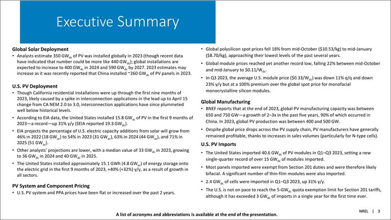 《NREL_2024年冬季太阳能产业更新报告_英文版_》 - 第3页预览图