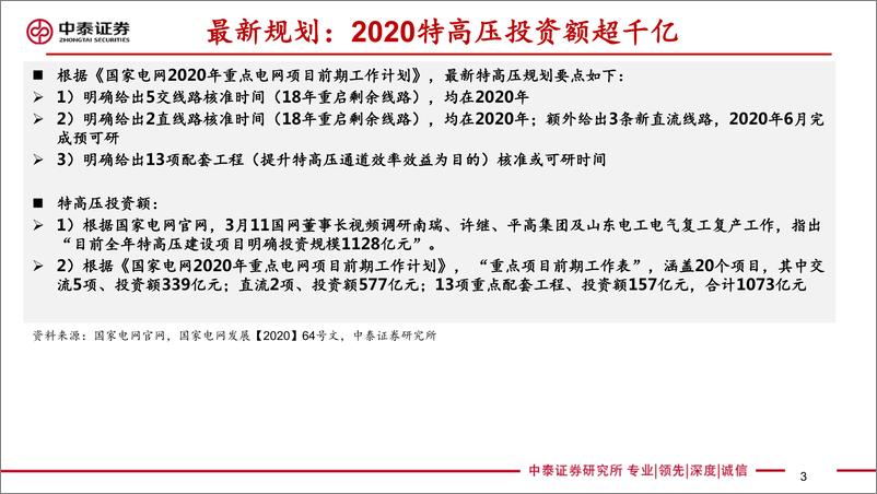 《电力设备新能源行业特高压最新规划研究专题：特高压规划超预期，供应链迎来拐点-20200312-中泰证券-23页》 - 第4页预览图