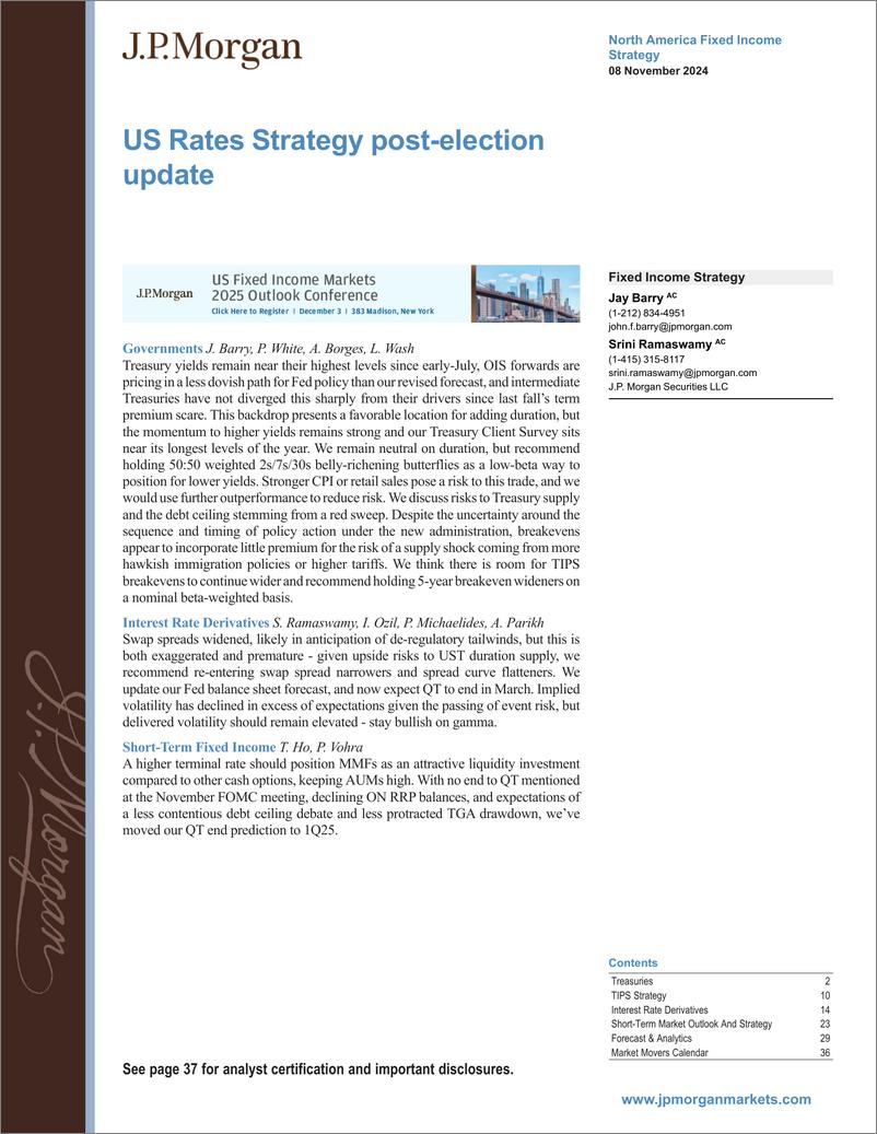 《JPMorgan Econ  FI-US Rates Strategy post-election update-111458624》 - 第1页预览图