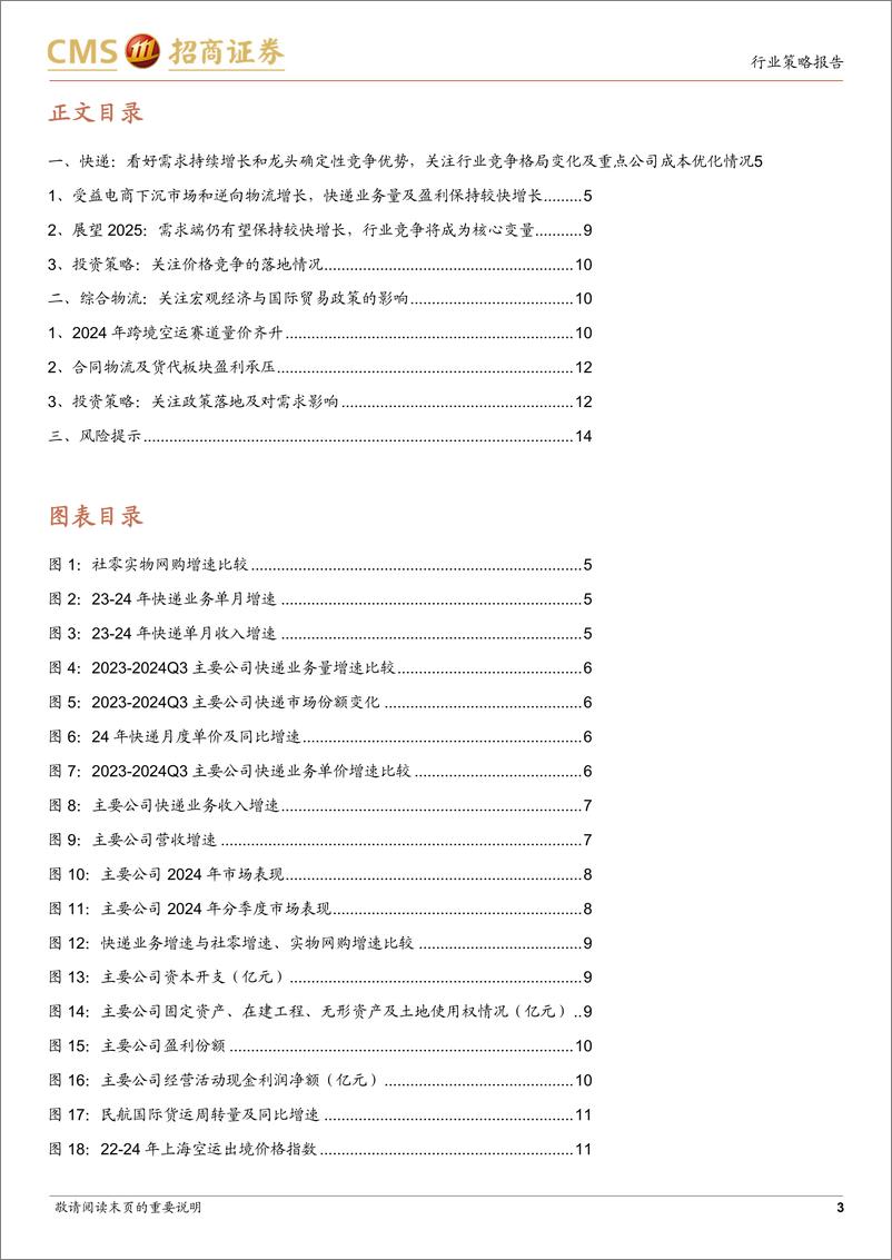 《快递物流行业2025年度策略报告：关注内需板块的竞争格局和成本优化，外需板块的国际贸易政策影响-241221-招商证券-15页》 - 第3页预览图