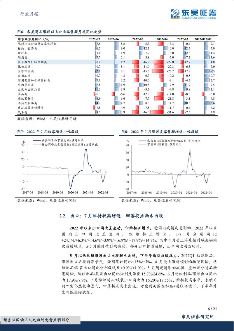 《纺织服饰行业月报：行业跟踪，海外龙头大中华区疫情下销售较弱，当前库存较高-20220822-东吴证券-21页》 - 第7页预览图