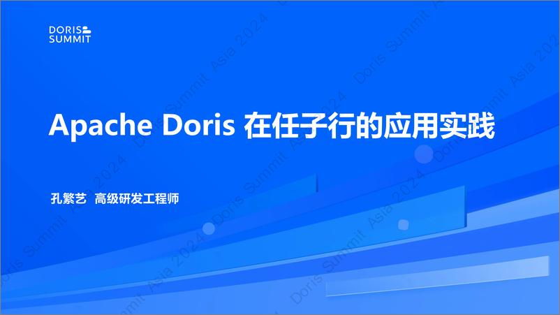 《任子行_孔繁艺__Apache Doris在任子行的应用实践》 - 第1页预览图